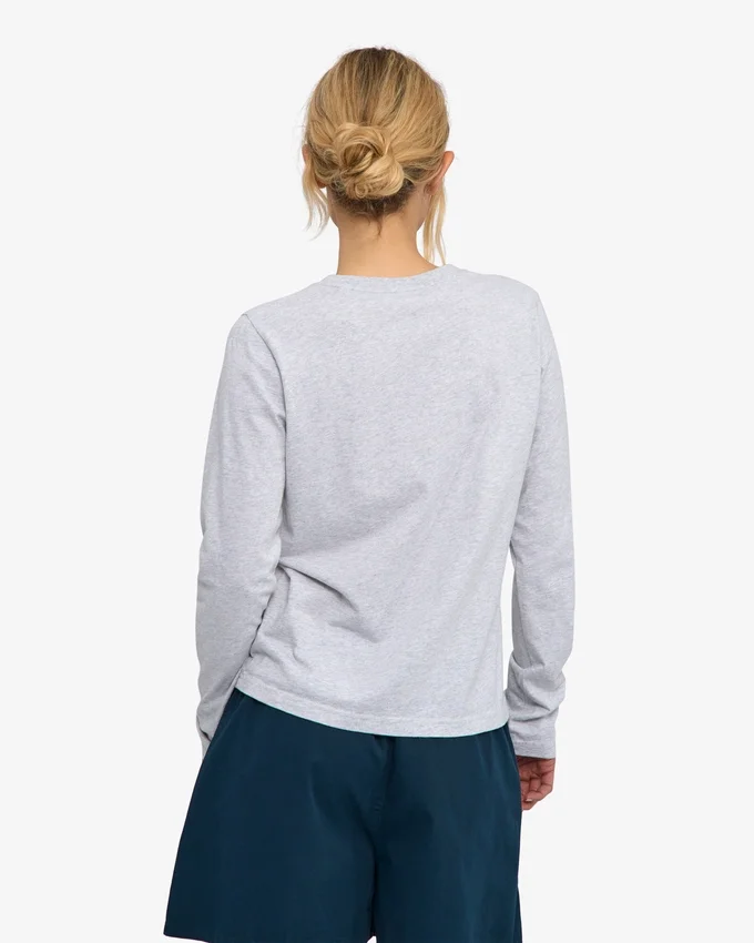 T-shirt à manches longues bio pour femme - Mélange neige