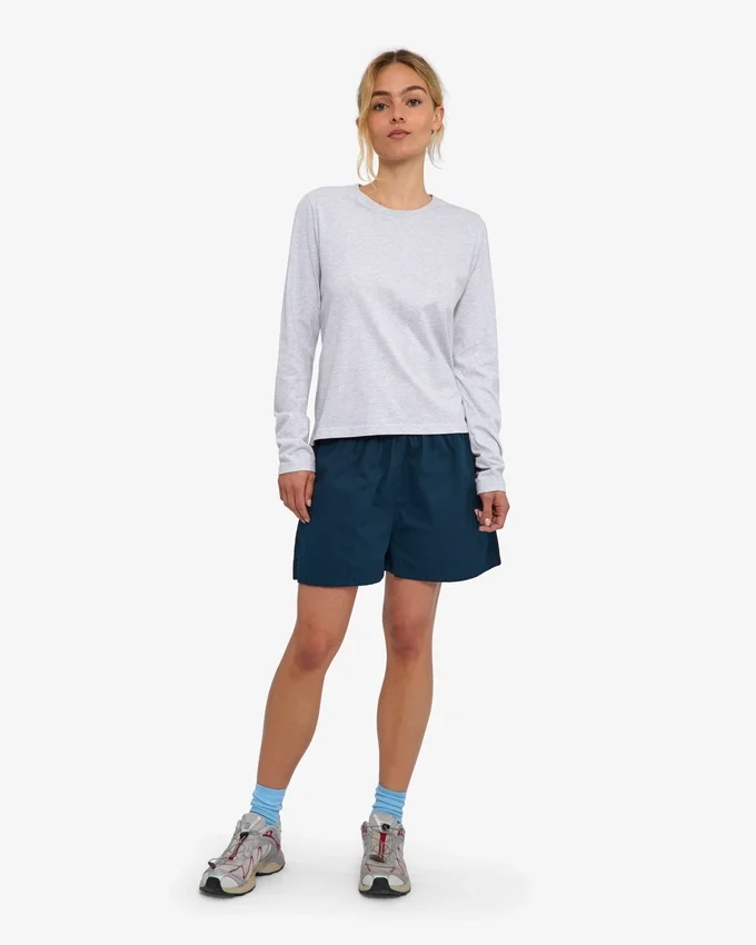 T-shirt à manches longues bio pour femme - Mélange neige