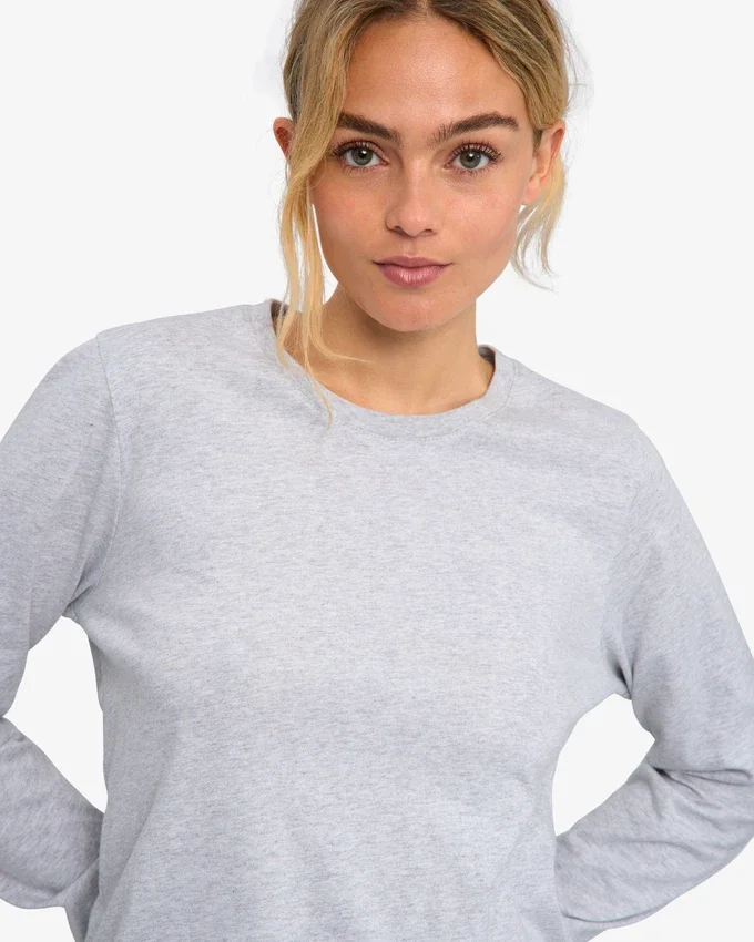 T-shirt à manches longues bio pour femme - Mélange neige