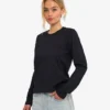T-shirt à manches longues bio pour femme - Noir profond