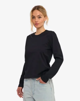 T-shirt à manches longues bio pour femme – Noir profond