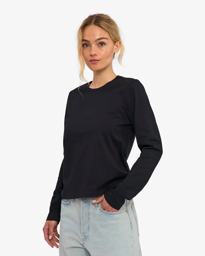 T-shirt à manches longues bio pour femme - Noir profond