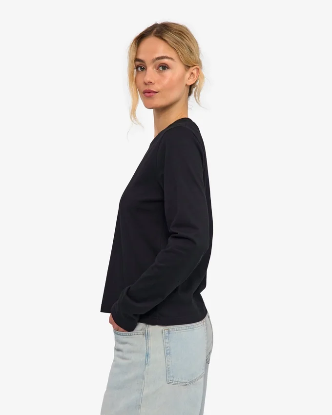 T-shirt à manches longues bio pour femme - Noir profond