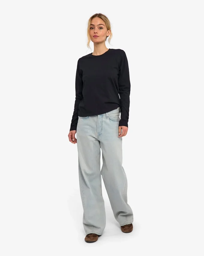 T-shirt à manches longues bio pour femme - Noir profond