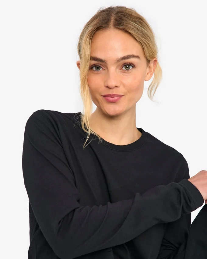 T-shirt à manches longues bio pour femme - Noir profond