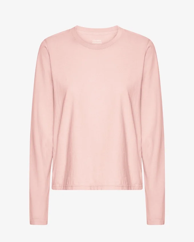 T-shirt à manches longues bio pour femme - Rose délavé