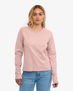 T-shirt à manches longues bio pour femme – Rose délavé