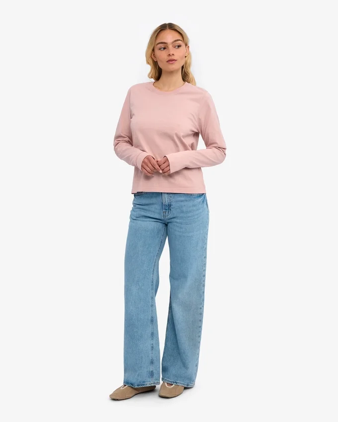 T-shirt à manches longues bio pour femme - Rose délavé