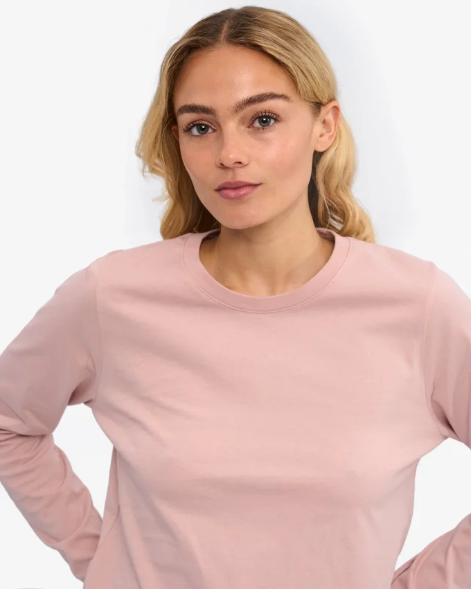 T-shirt à manches longues bio pour femme - Rose délavé