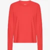 T-shirt à manches longues bio pour femme - Rouge mandarine