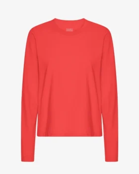 T-shirt à manches longues bio pour femme - Rouge mandarine