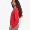 T-shirt à manches longues bio pour femme - Rouge mandarine