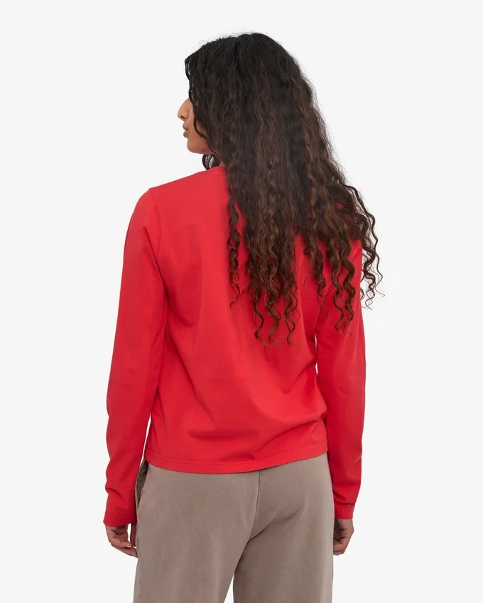 T-shirt à manches longues bio pour femme - Rouge mandarine