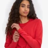 T-shirt à manches longues bio pour femme - Rouge mandarine