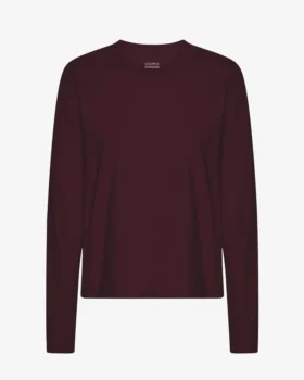 T-shirt à manches longues bio pour femme - Rouge sang de bœuf