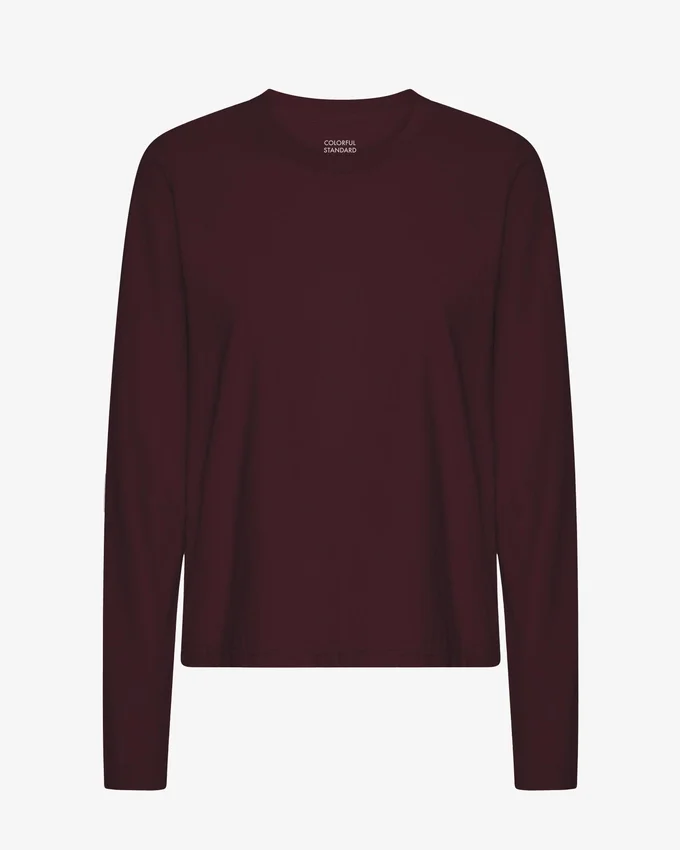T-shirt à manches longues bio pour femme - Rouge sang de bœuf
