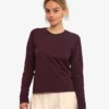 T-shirt à manches longues bio pour femme - Rouge sang de bœuf