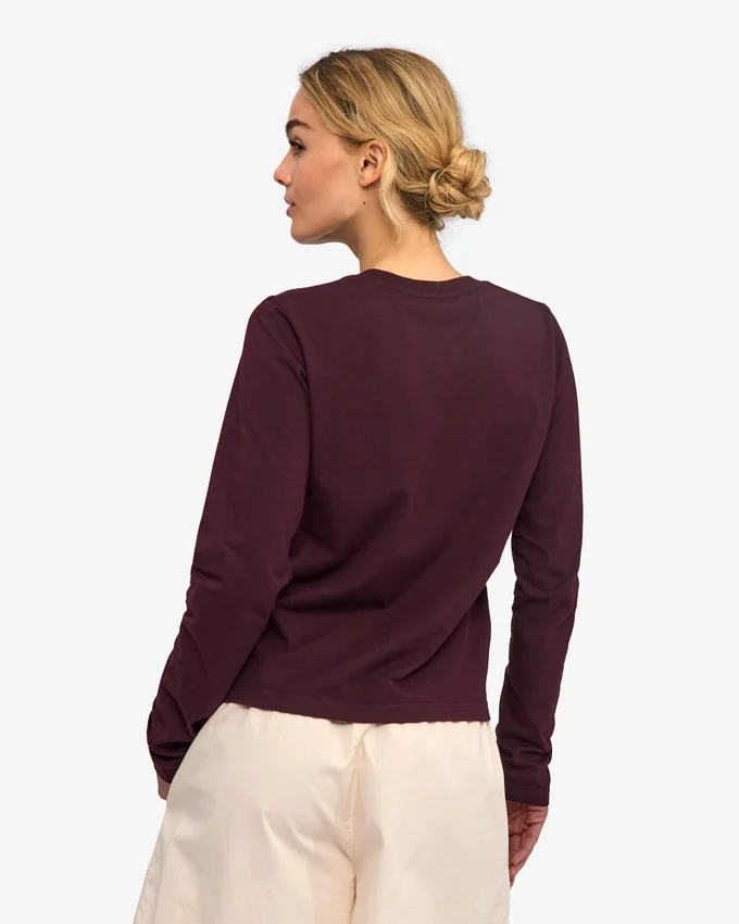 T-shirt à manches longues bio pour femme - Rouge sang de bœuf