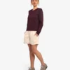 T-shirt à manches longues bio pour femme - Rouge sang de bœuf