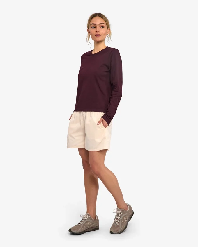 T-shirt à manches longues bio pour femme - Rouge sang de bœuf