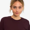 T-shirt à manches longues bio pour femme - Rouge sang de bœuf
