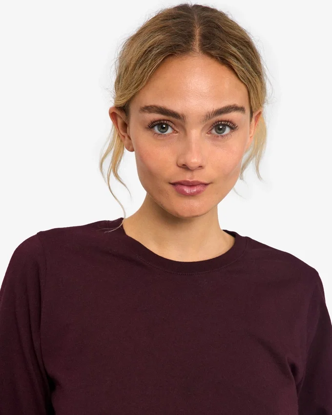 T-shirt à manches longues bio pour femme - Rouge sang de bœuf