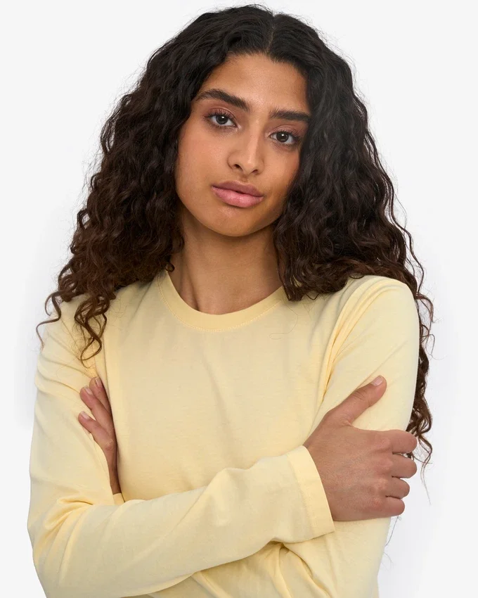 T-shirt à manches longues bio pour femme - Soft Yellow