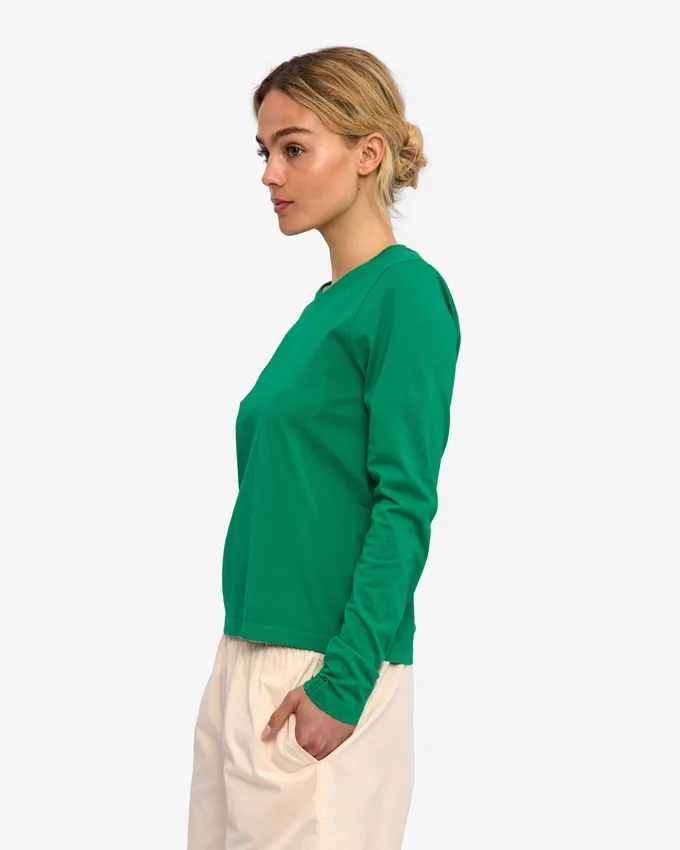 T-shirt à manches longues bio pour femme - Vert Kelly