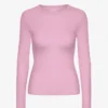 T-shirt à manches longues côtelé bio pour femme - Fleur de cerisier