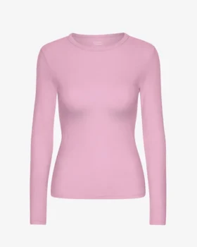 T-shirt à manches longues côtelé bio pour femme - Fleur de cerisier