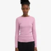 T-shirt à manches longues côtelé bio pour femme - Fleur de cerisier
