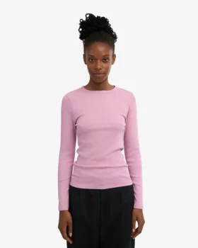 T-shirt à manches longues côtelé bio pour femme – Fleur de cerisier
