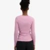 T-shirt à manches longues côtelé bio pour femme - Fleur de cerisier