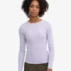 T-shirt à manches longues côtelé bio pour femme - Lavande douce