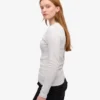 T-shirt à manches longues côtelé bio pour femme - Mélange neige