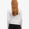 T-shirt à manches longues côtelé bio pour femme - Mélange neige