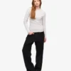 T-shirt à manches longues côtelé bio pour femme - Mélange neige