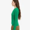 T-shirt à manches longues côtelé bio pour femme - Vert Kelly
