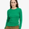 T-shirt à manches longues côtelé bio pour femme - Vert Kelly