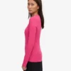 T-shirt à manches longues en coton bio côtelé pour femme - Rose bubble-gum