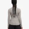 T-shirt à manches longues en coton bio à côtes pour femme - Gris chiné