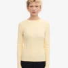 T-shirt à manches longues en coton bio à côtes pour femme - Jaune pâle
