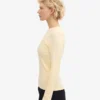T-shirt à manches longues en coton bio à côtes pour femme - Jaune pâle