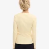T-shirt à manches longues en coton bio à côtes pour femme - Jaune pâle