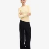 T-shirt à manches longues en coton bio à côtes pour femme - Jaune pâle