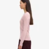 T-shirt à manches longues en coton bio à côtes pour femme - Rose délavé