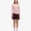 T-shirt à manches longues en coton bio à côtes pour femme - Rose délavé