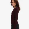 T-shirt à manches longues en coton bio à côtes pour femme - Rouge sang de bœuf