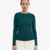 T-shirt à manches longues en coton bio à côtes pour femme - Vert océan