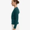 T-shirt à manches longues en coton bio à côtes pour femme - Vert océan